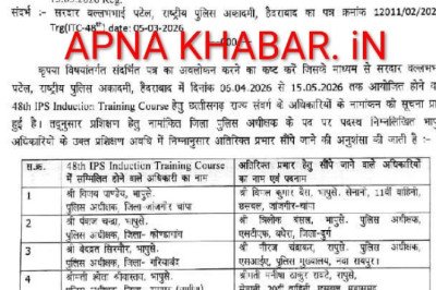 बिग ब्रेकिंग....IPS ट्रेनिंग के लिए जायेंगे  इन चार जिलों के एसपी,इनको मिला जिले का प्रभार